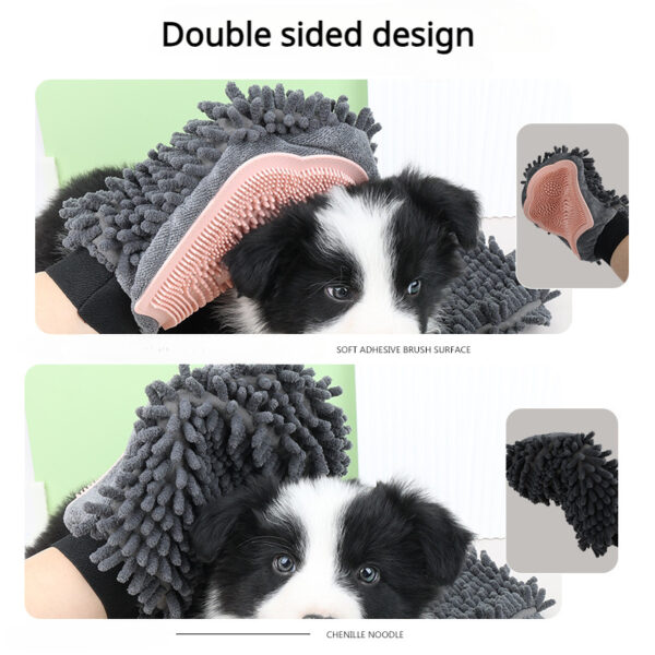 Pet Bathing Brush 2-in-1 Grooming Glove Elegant Dog Grooming Tool For Brushing, Massaging, And Drying Pet Grooming Kit For Dog Cat 2-Sided Bathing Brush Cleaning Massage Glove - Image 5